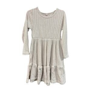 5/$20 Cream Ribbed LS Dress - 4T